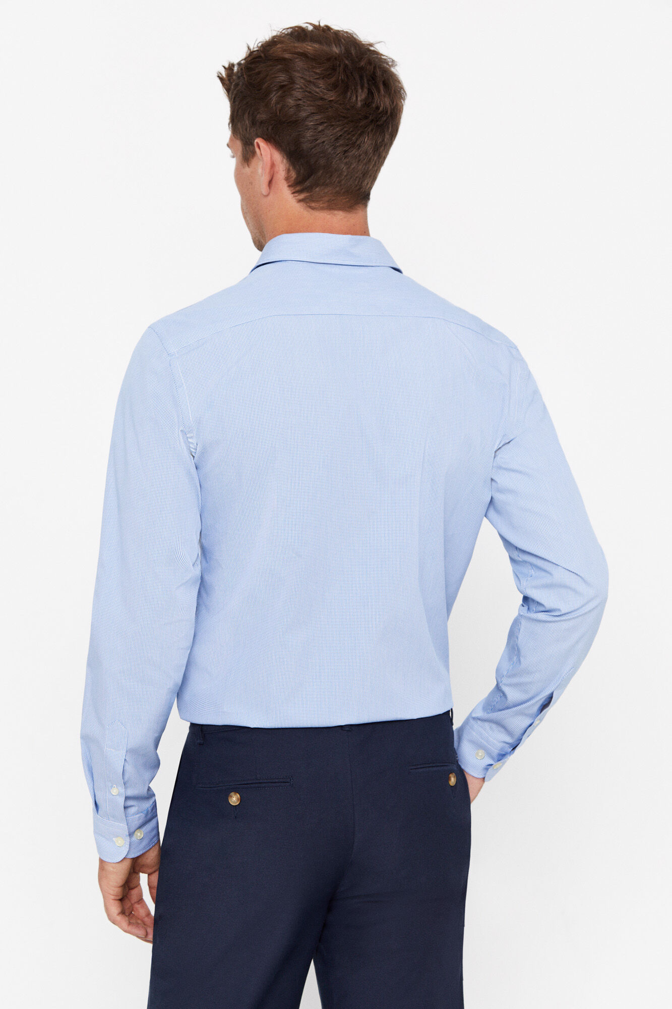 Camisa Coolmax™ slim fit em microvichy