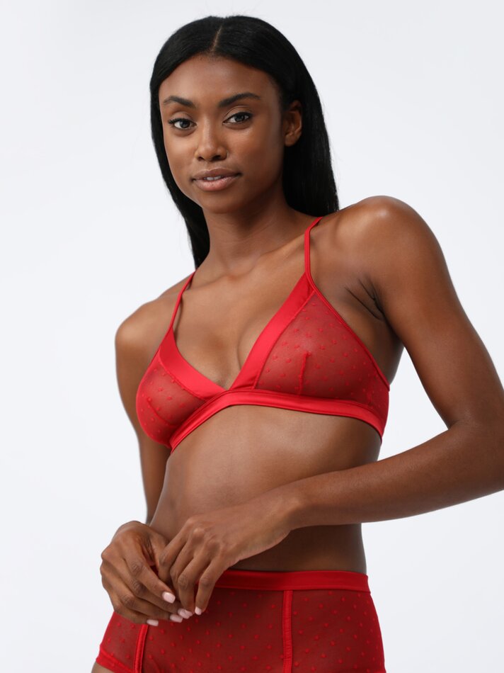 Pacote com 2 calcinhas hipster de tule - Vermelhas