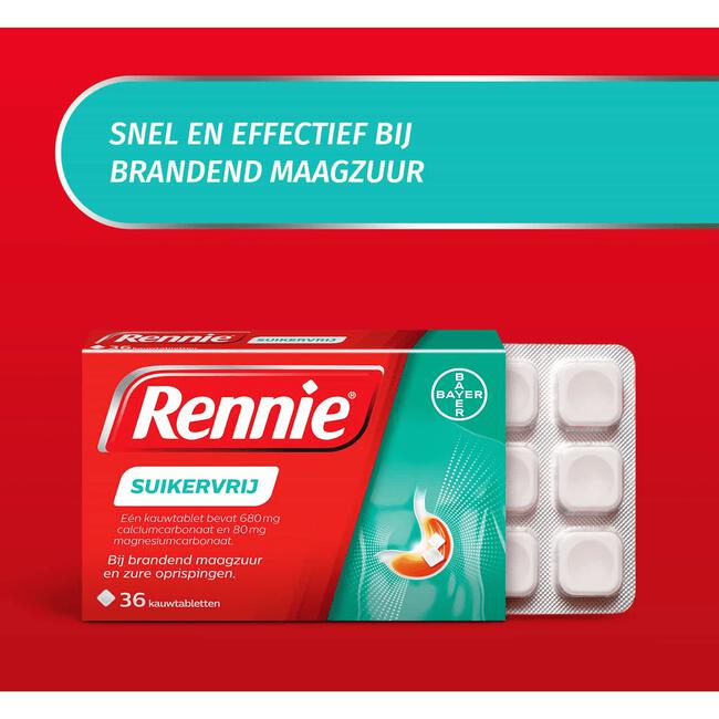 Rennie Suikervrij Kauwtabletten Bij Brandend Maagzuur 36 Stuks