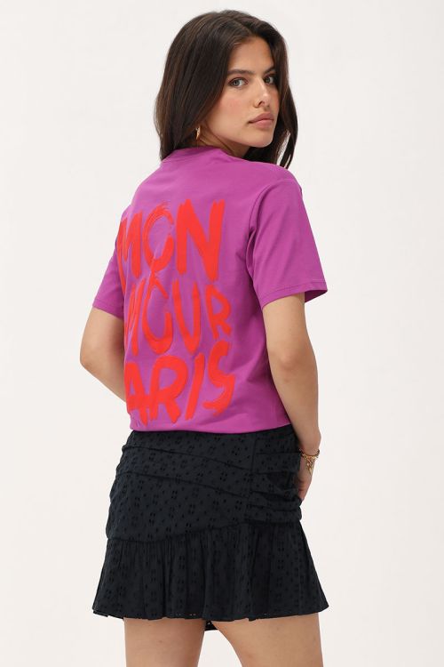 Paars T-shirt met oranje 