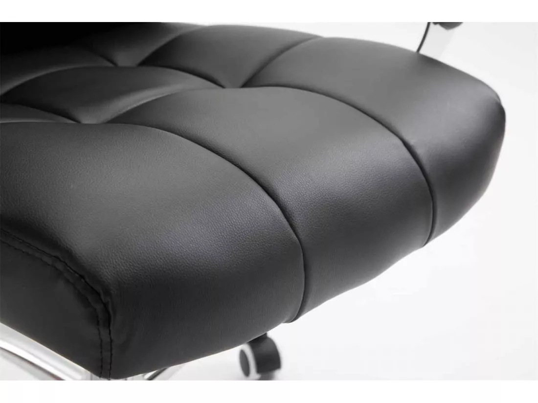 Chaise de bureau - Similicuir & Métal chromé - Noir - Mikos