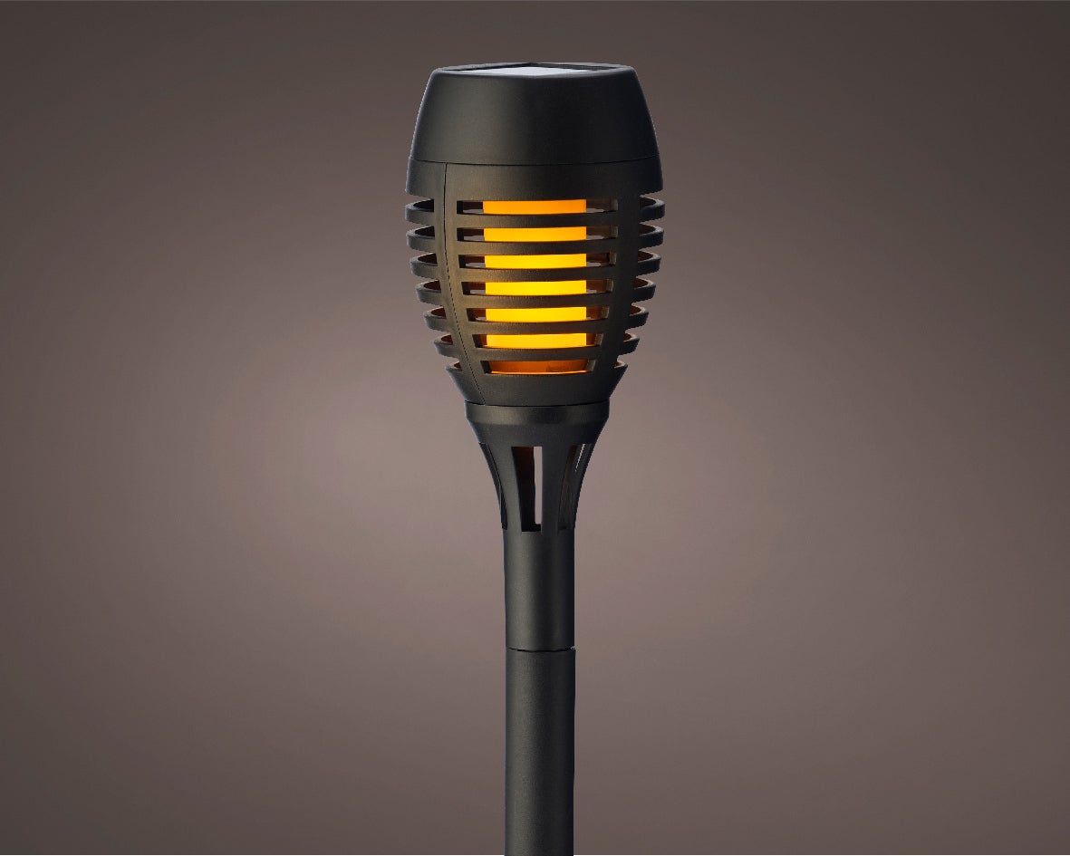 Lumineo Solar fakkel warm wit zwart D 7,5 H 27 cm 4 stuks
