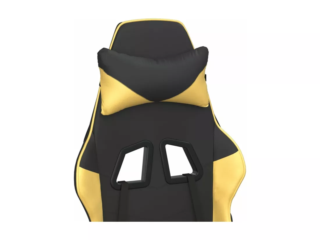 Chaise de jeu avec repose-pied Noir et doré Similicuir