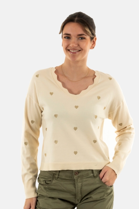 Pull leger only tiba birch light gold embroidery