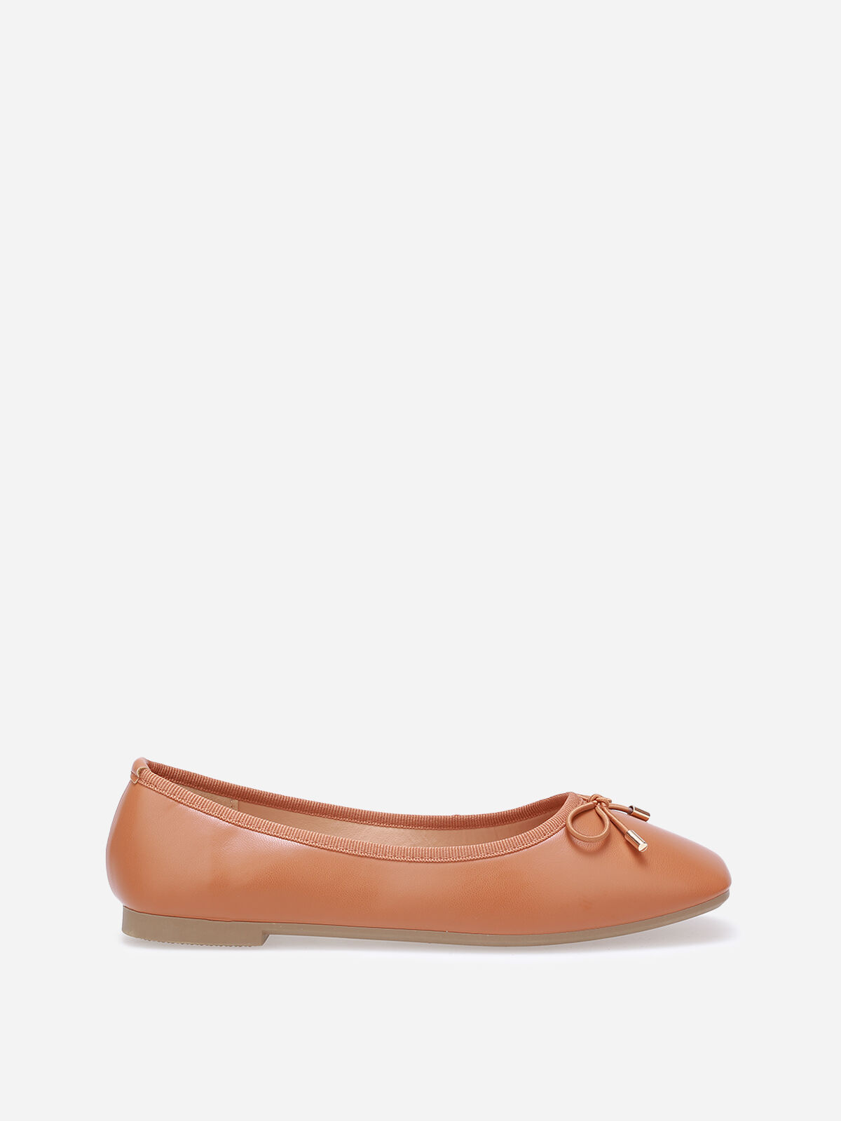 Ballerines à bout carré et nœud- Camel