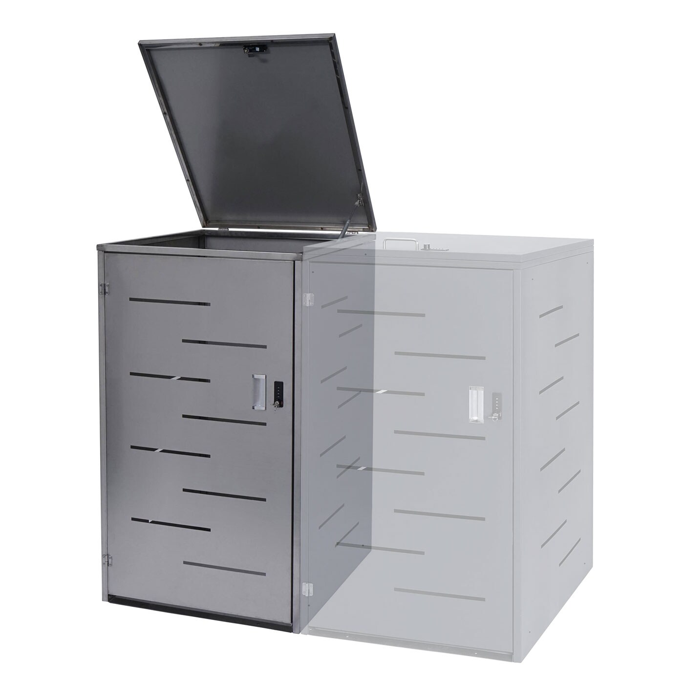 XL 1er-/2er-Mülltonnenverkleidung MCW-E83, Mülltonnenbox, erweiterbar 116x71x98cm ~ Edelstahl 35kg