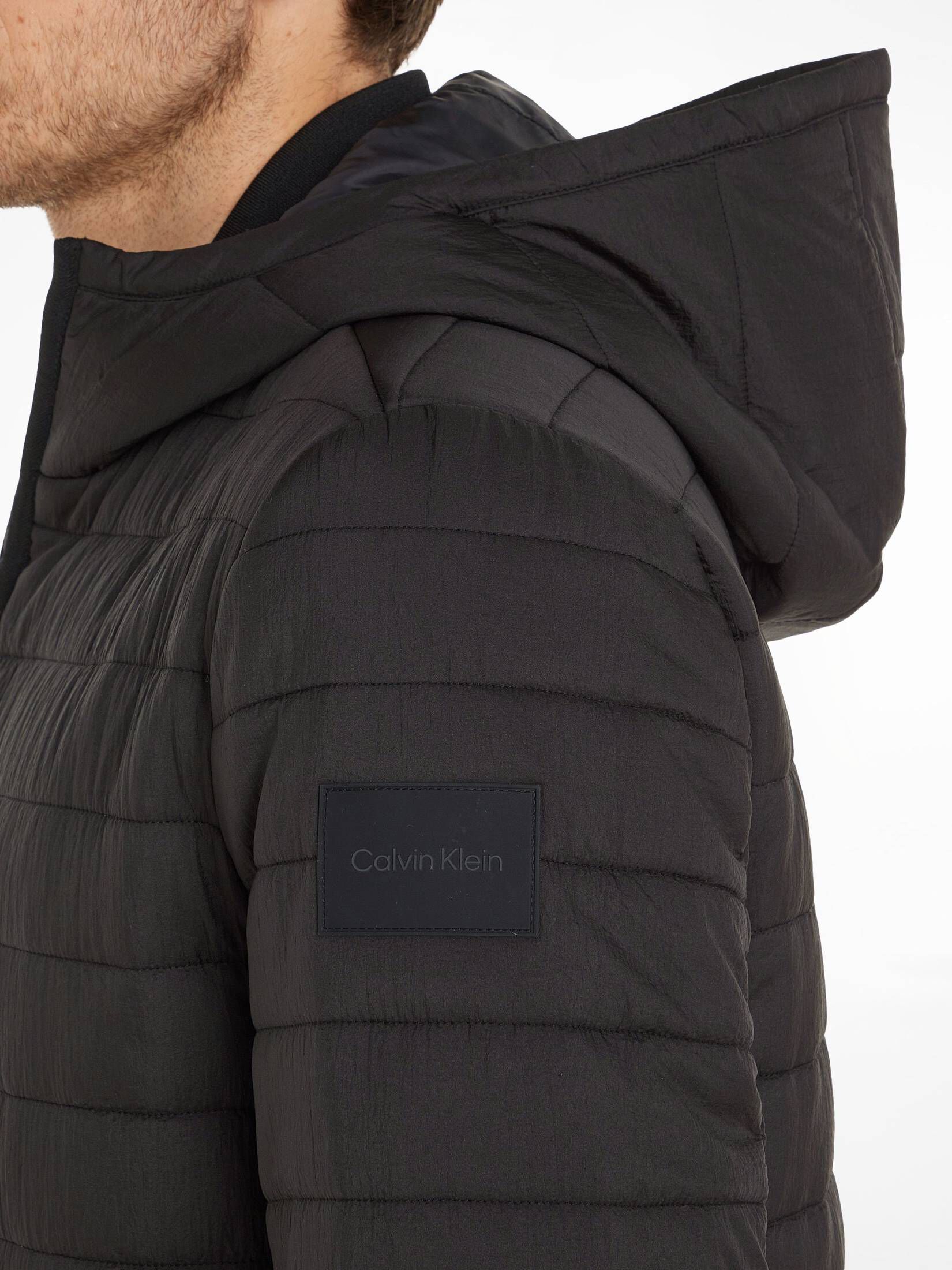 CALVIN KLEIN| Herren Steppjacke mit Kapuze QUILTED CRINKLE JACKET HOOD