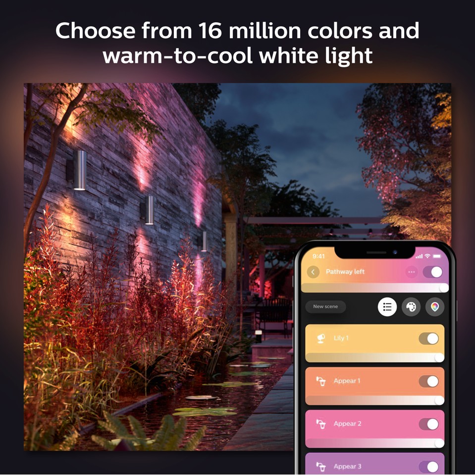 Philips Hue - Appear Wall Light - Hue Outdoor - White & Color Ambiance