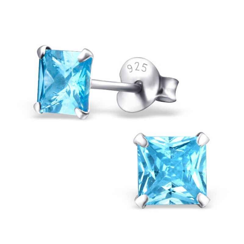 Boucle d'oreille zirconia bleu en argent 925/1000