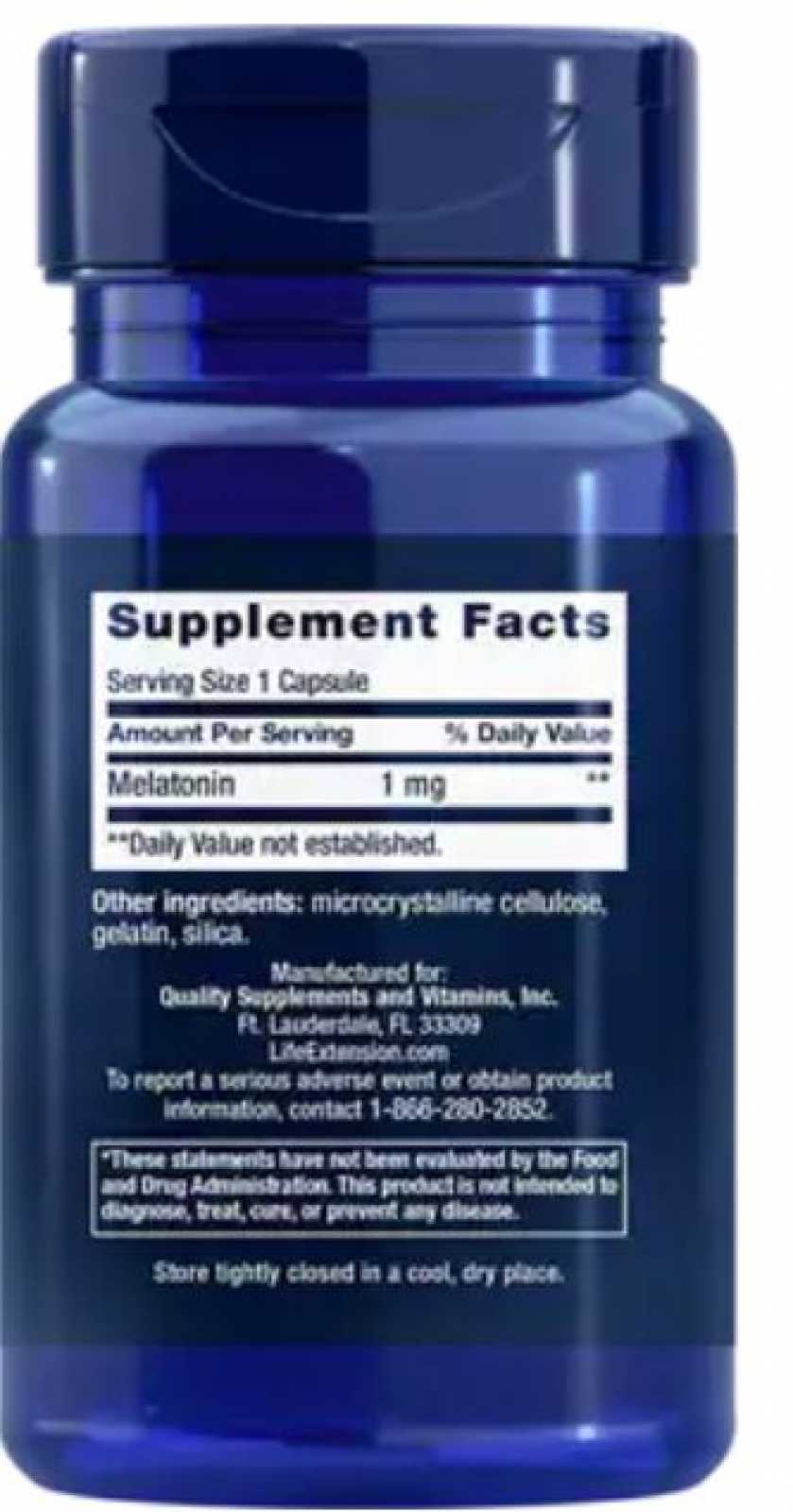 Life Extension Melatonina 1mg - 60 Cápsulas