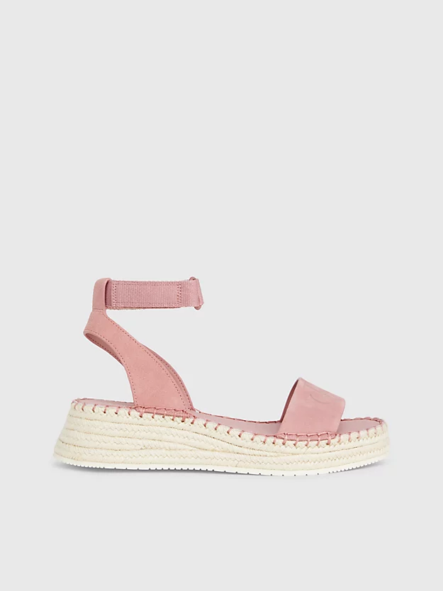 Sandálias espadrille de camurça com salto plataforma