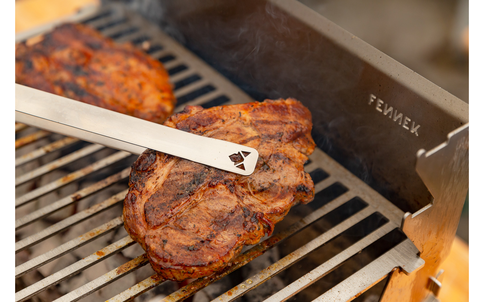 Fennek Grillzange klein 32 cm silber