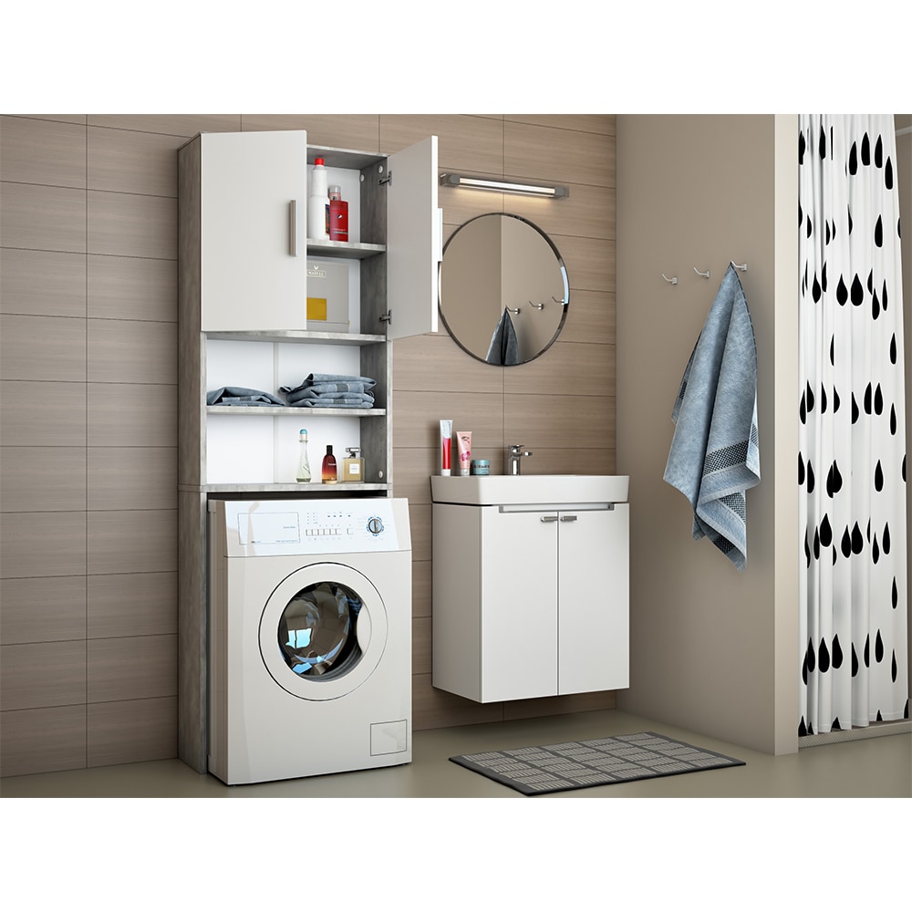 Vicco Waschmaschinenschrank Badregal Hochschrank Waschmaschine 190 x 64 cm Beton