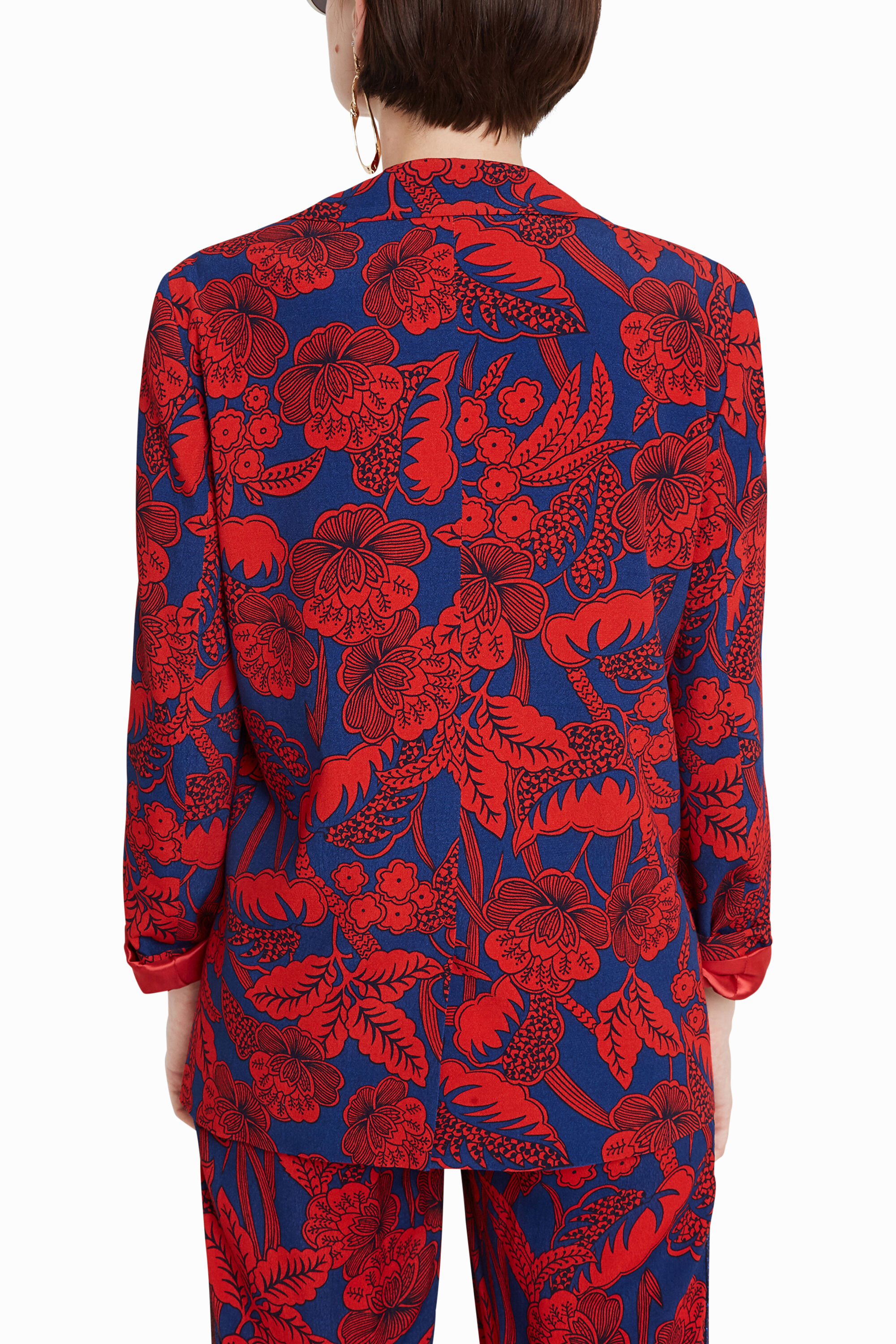 Veste de tailleur fleurie bordeaux