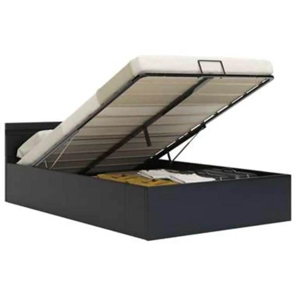 vidaXL - Bed met opbergruimte en LED - Zwart - Kunstleer - 160x200 cm