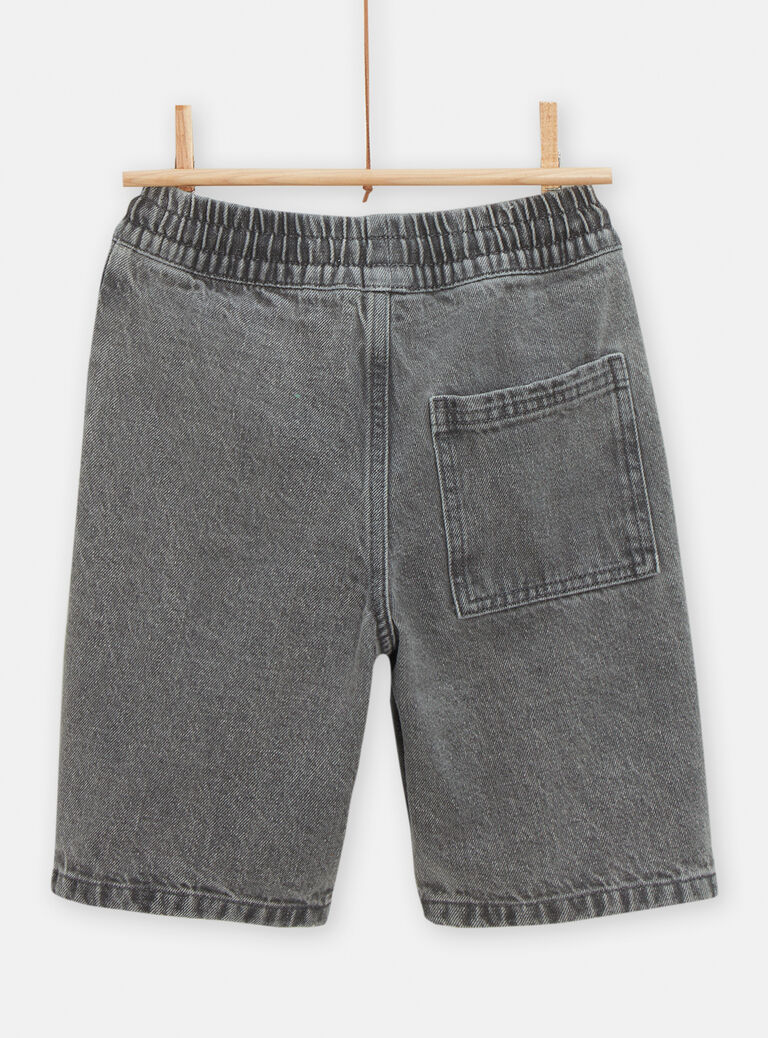 Bermuda dinosaure en denim gris pour garçon