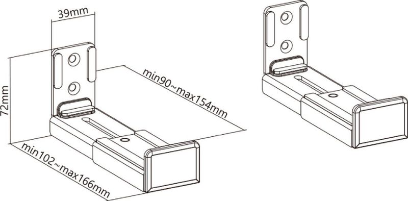 Universele Ophangbeugel voor Soundbars - Zwart - Set van 2 Stuks