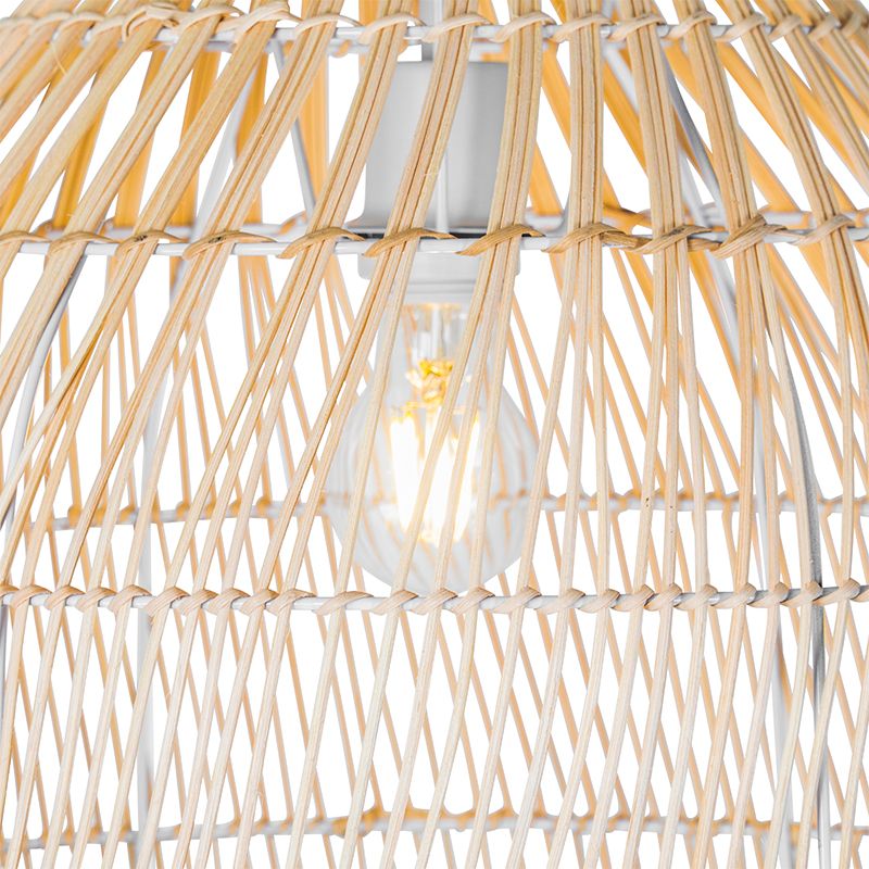 Landelijke vloerlamp wit met rotan - Sam