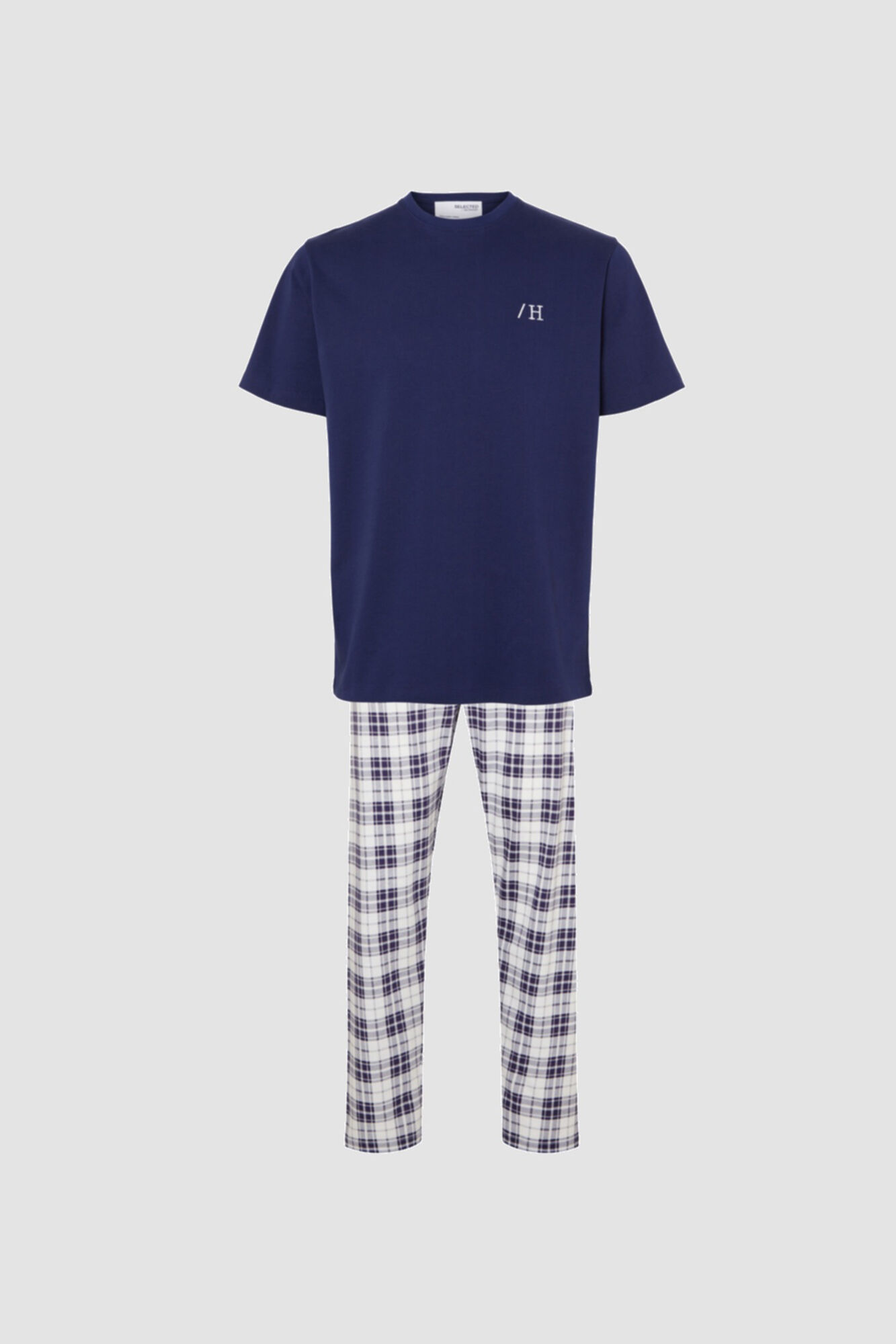 Conjunto de pijama de manga curta com calça comprida - Branco
