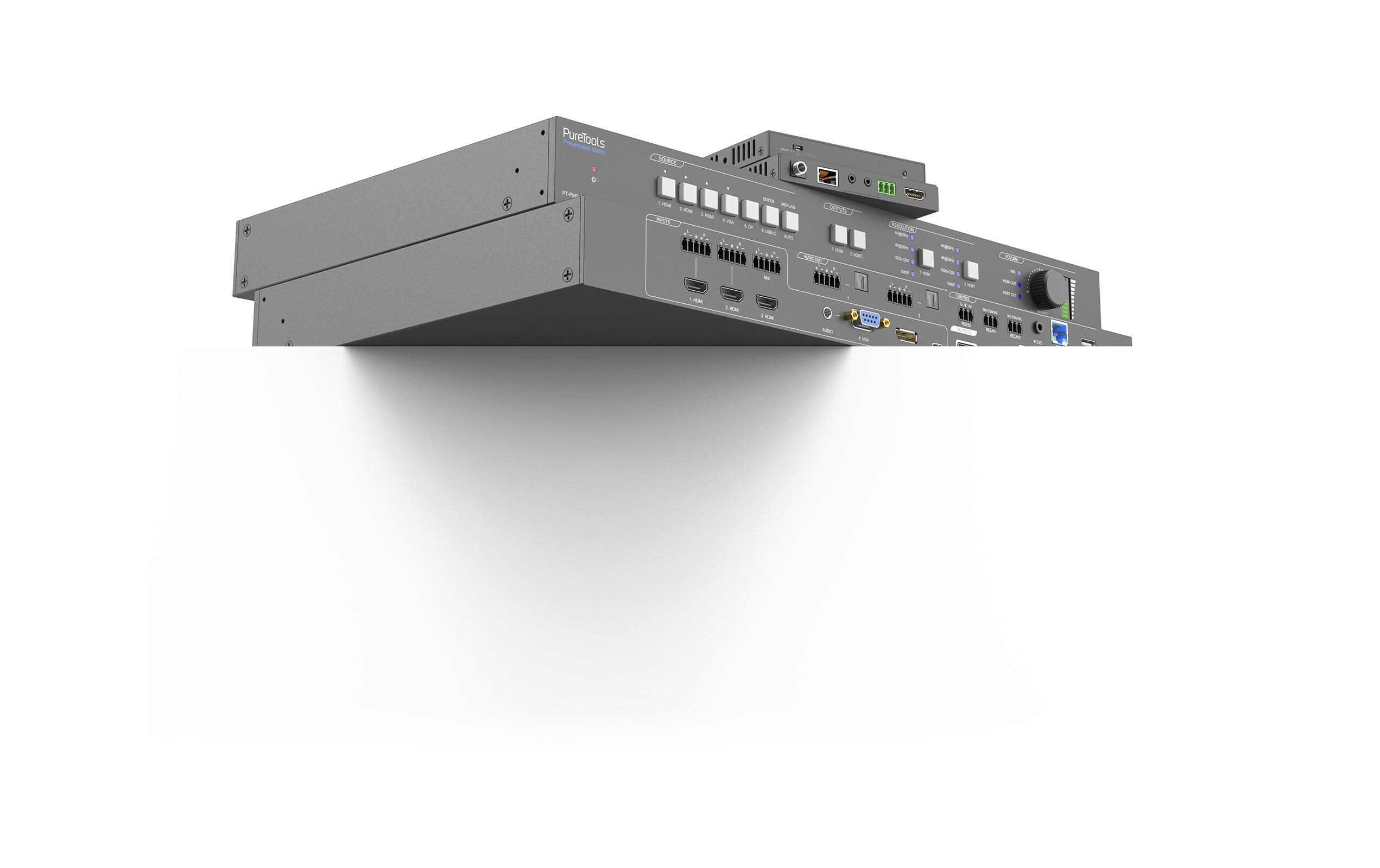 Matrix Switcher PT-PMS-62S Multiformat HDBaseT<br>6x2 4K 18Gbps Seamless Multiformat HDBaseT Presentation Matrix Switcher Set