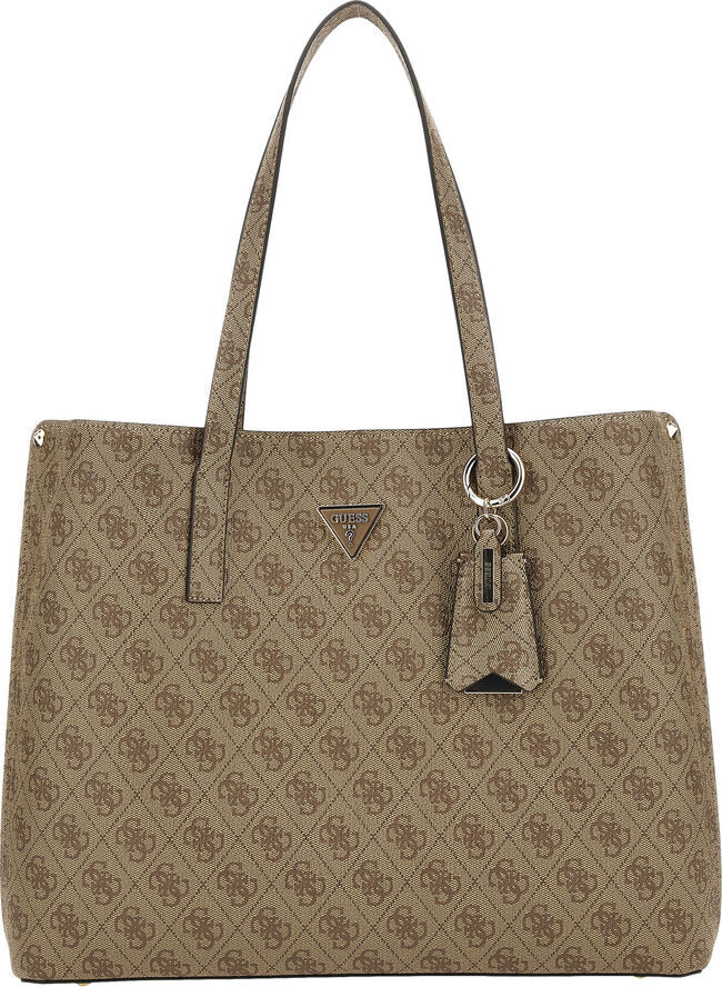 GUESS MERIDIAN GIRLFRIEND TOTE Latte logo