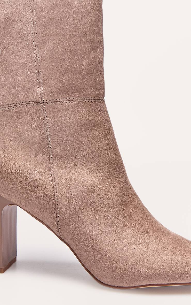 Champignon Bottes Hautes À Bout Pointu En Synthétique Avec Talon Bloc Fin