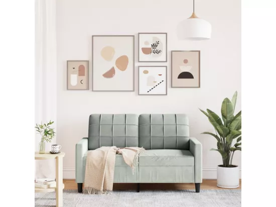 Canapé à 2 places Gris clair 120 cm Velours