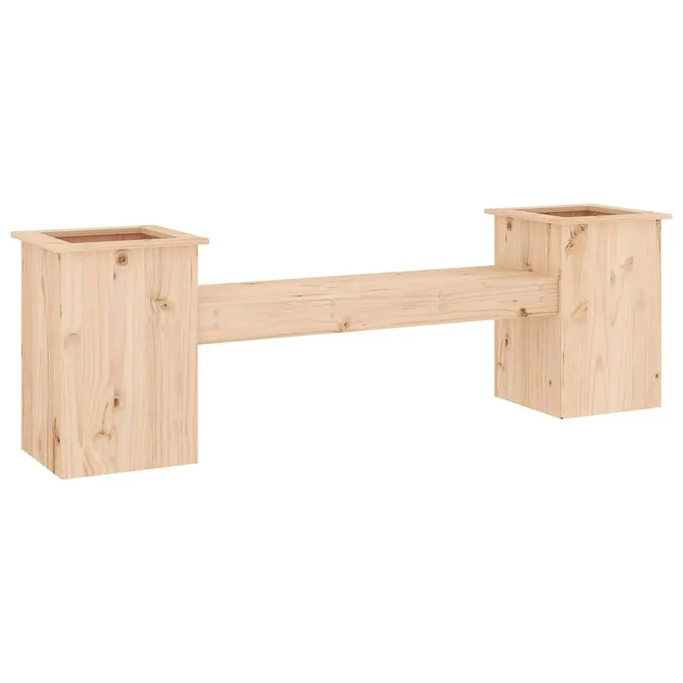 vidaXL -Tuinbank met plantenbakken - Naturel - Grenenhout - 184.5x39.5x56.5 cm