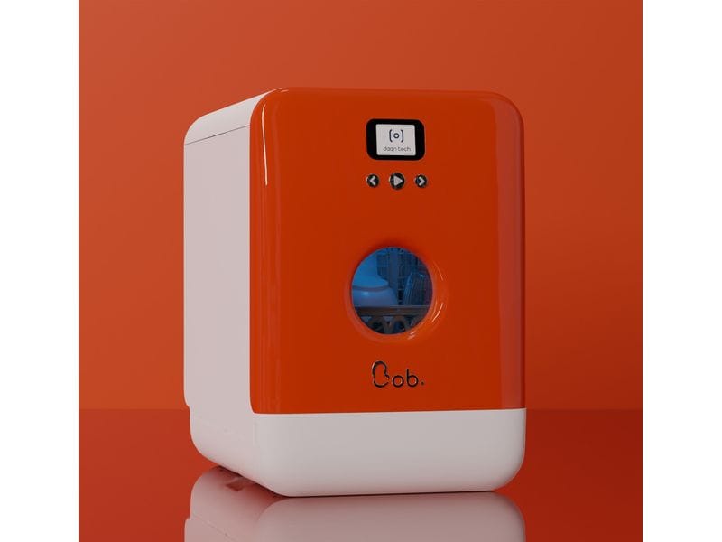 Daan Tech Tischgeschirrspüler Bob Orange/Weiss Kompakter Geschirrspüler für 3 Gedecke