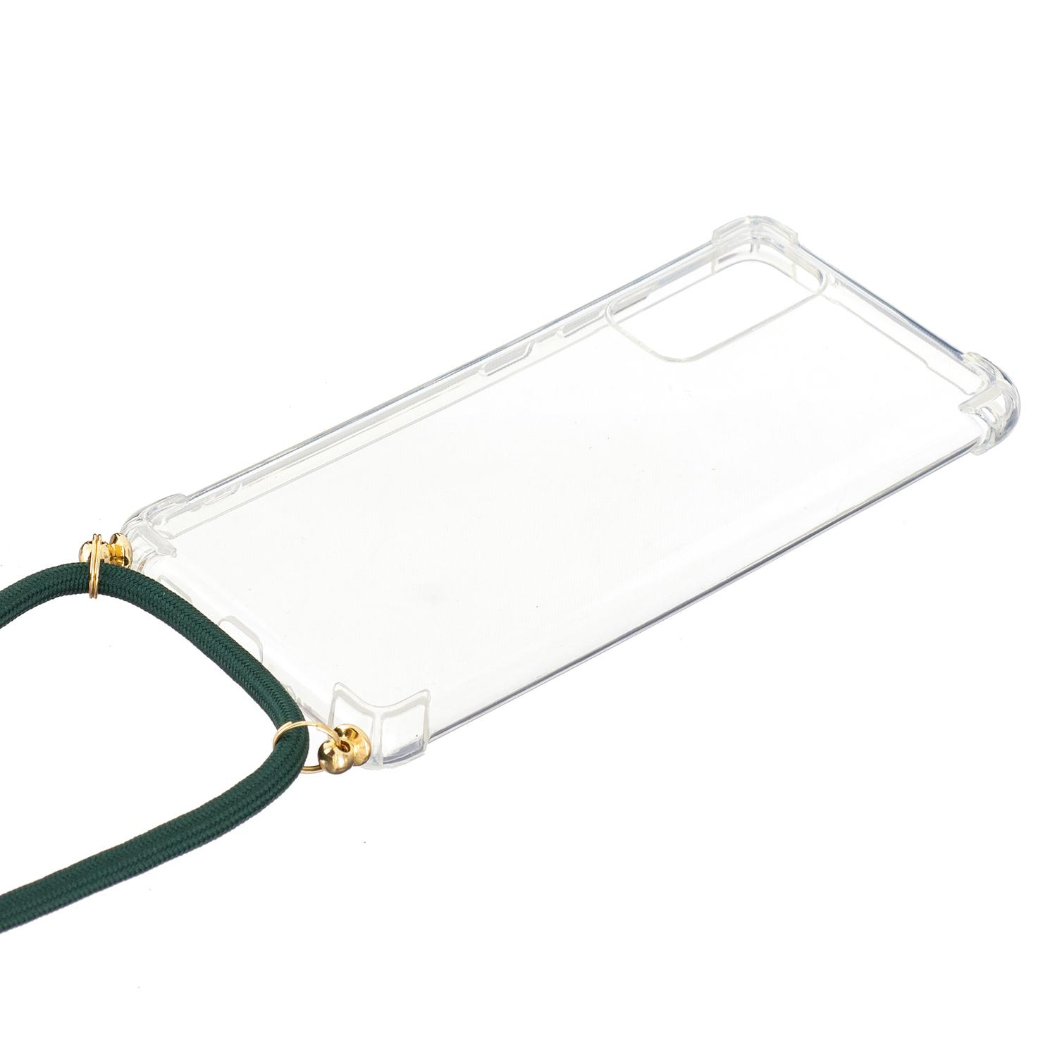 Samsung Galaxy S20 FE / S20 FE 5G Necklace Gummi Hülle Air Cushion Fallschutz   Handykette (150cm) - Grün / Gold