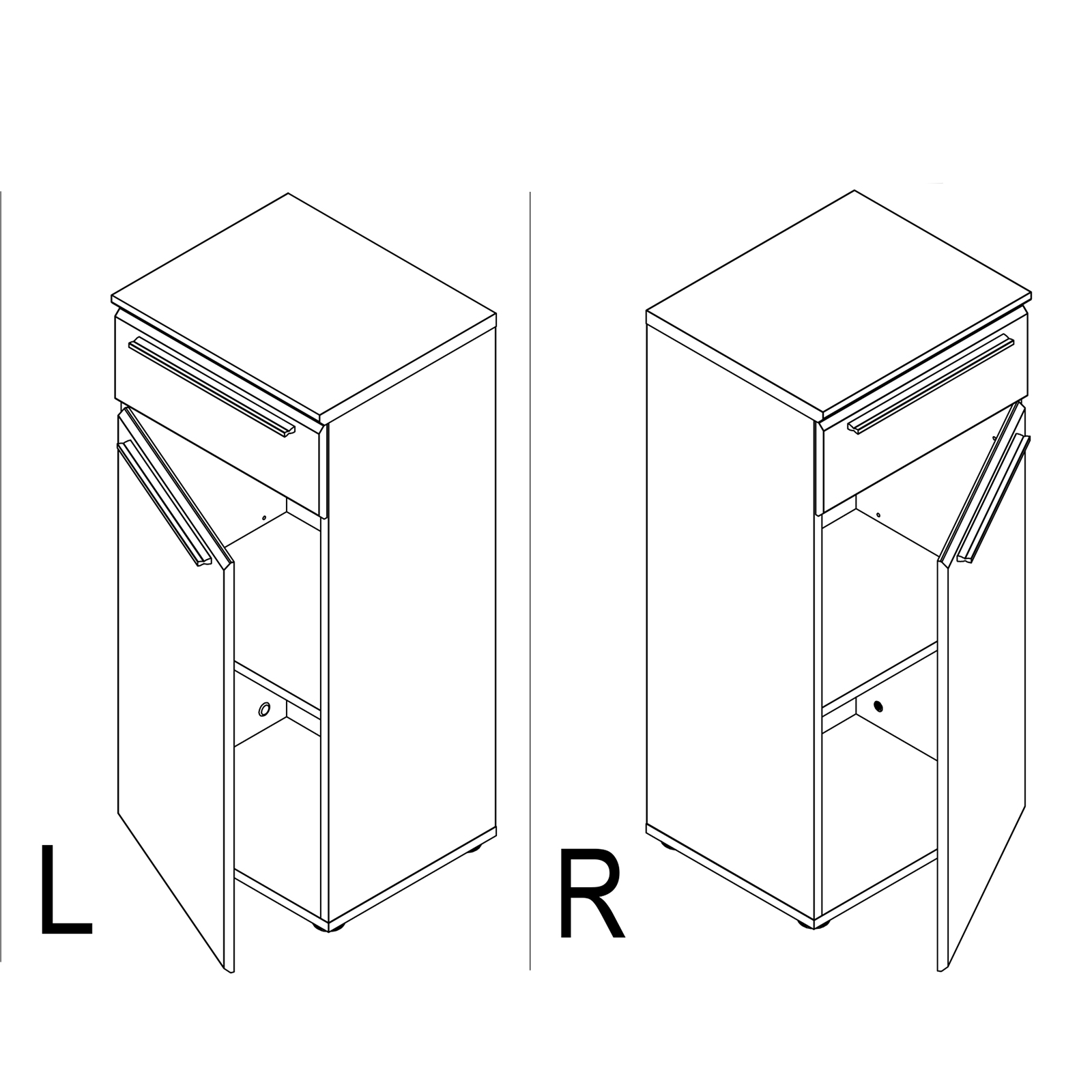 Unterschrank - Bianco Eiche-weiß - 40 cm breit