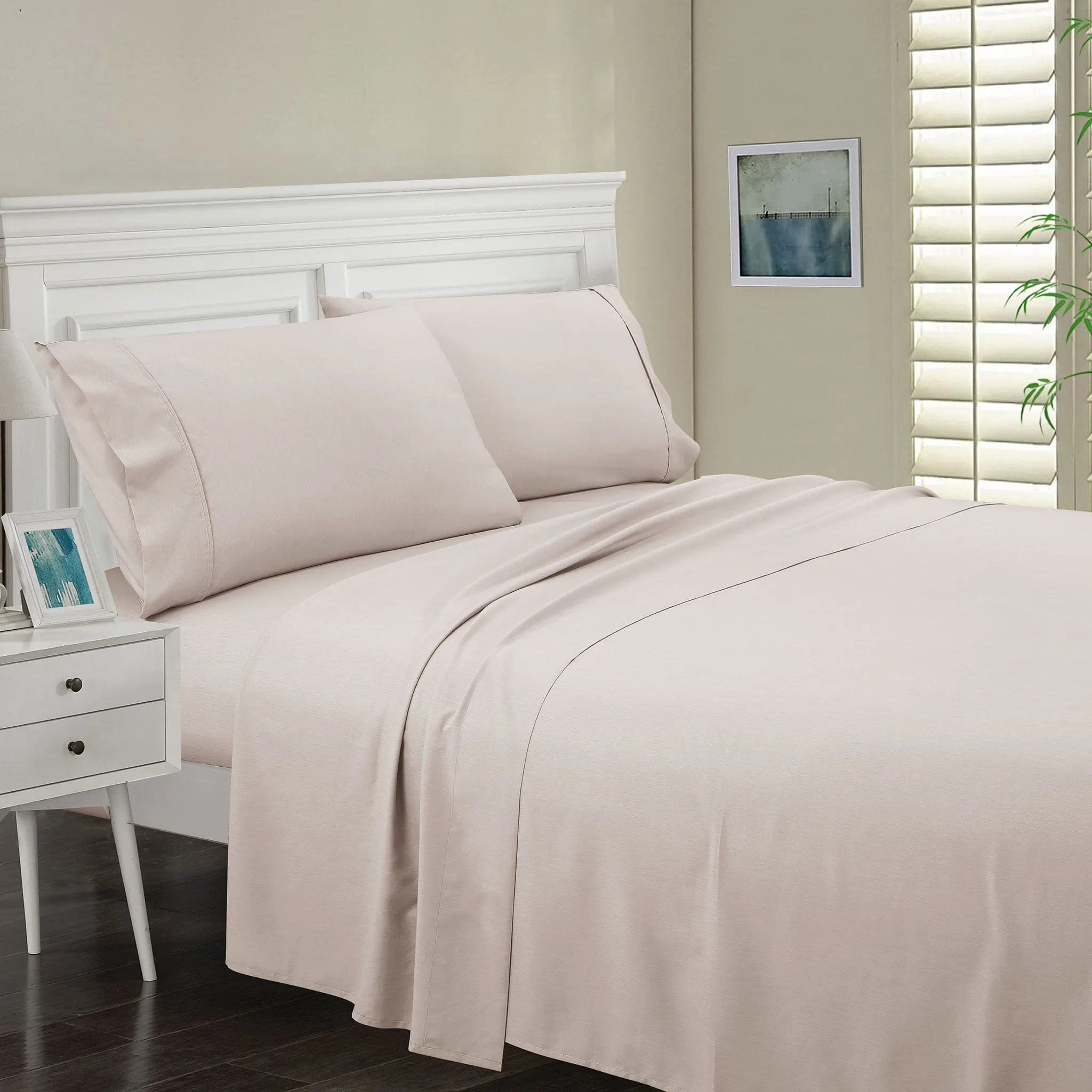 Origami Maison Ensemble Draps en Bambou Lit Simple - Crème