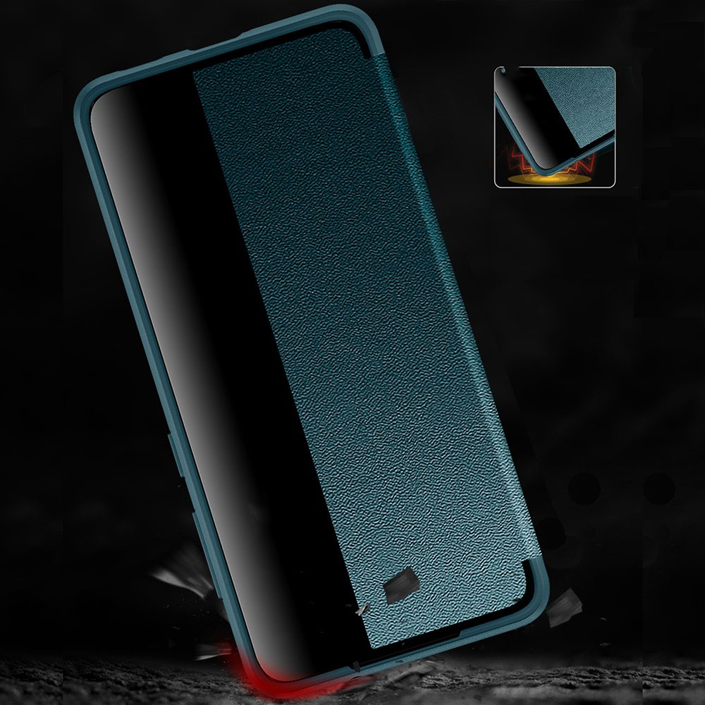 Samsung Galaxy S21 FE 5G Leder Hülle Slim Window View Flip Case - Grün