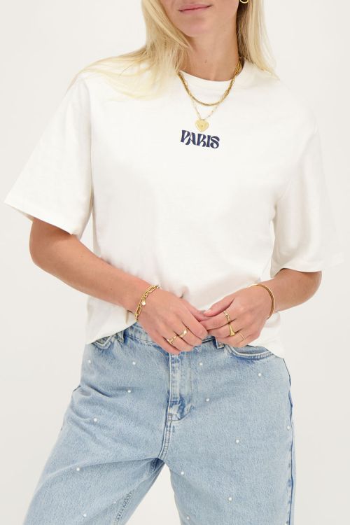 Wit T-shirt Paris met bloemen