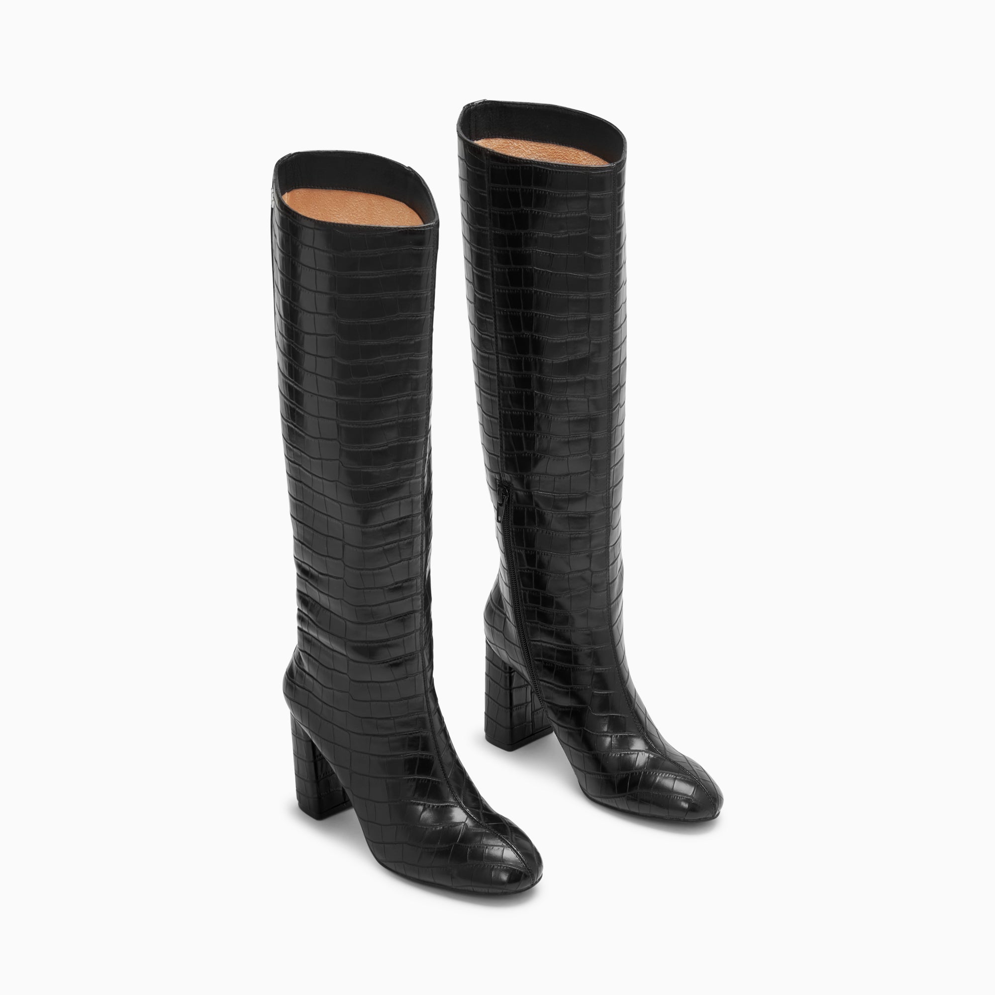 Bottes, Cuissardes-Bottes Diana noir croco à talon