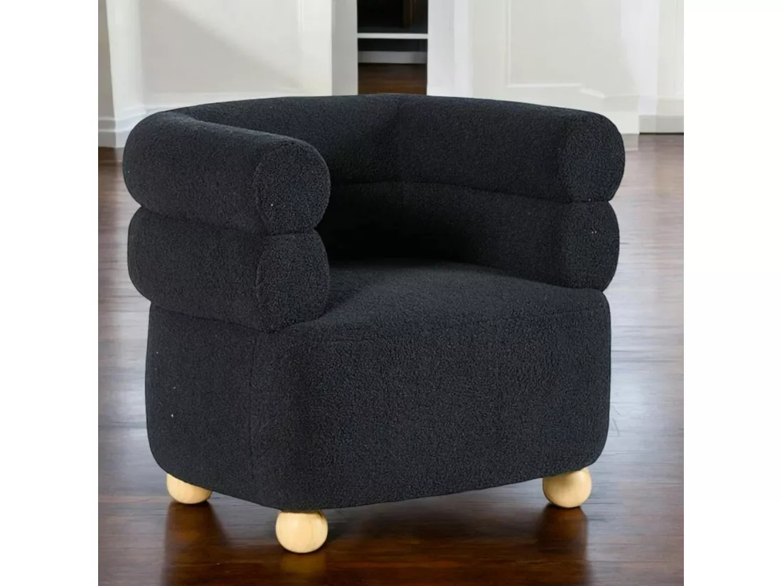 Fauteuil cabriolet design tissu bouclé bleu IENA