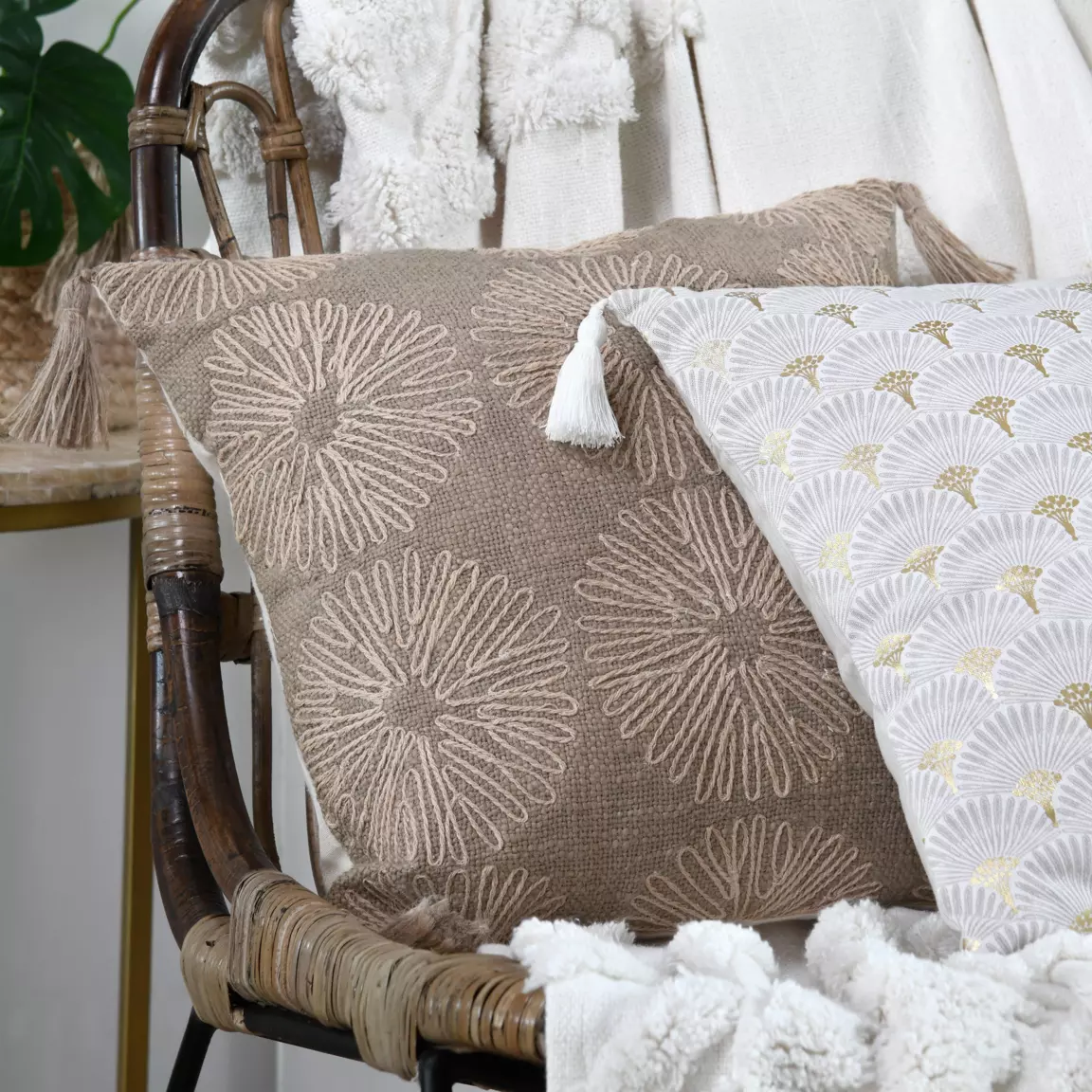 Coussin carré coton (40 cm) Sultan Marron