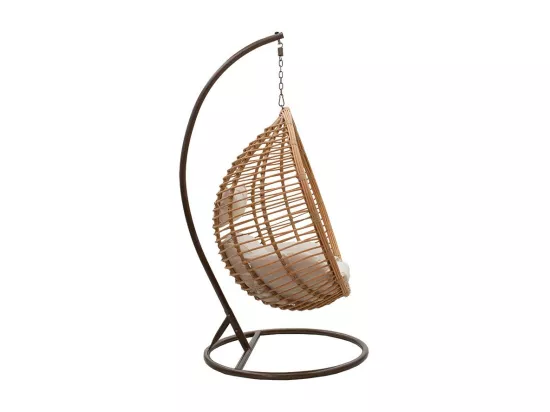 fauteuil suspendu balancelle de jardin métal rotin naturel coussin beige