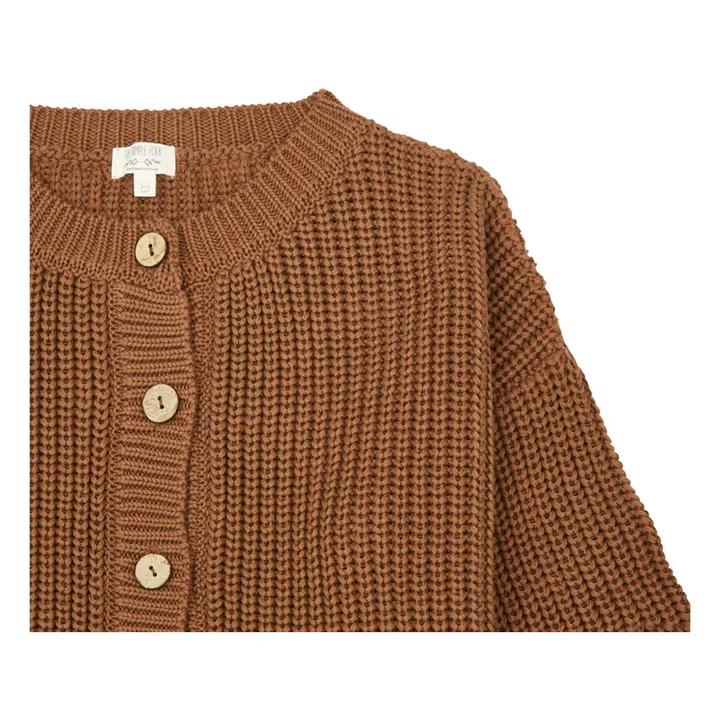 The Simple Folk Cardigan Coton Bio Maille | Brun roux