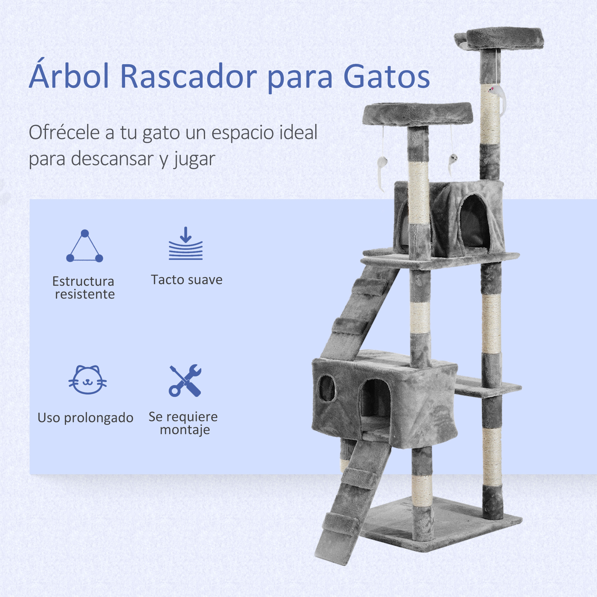 Gato Pawhut arranhando árvore com ratos cinzentos