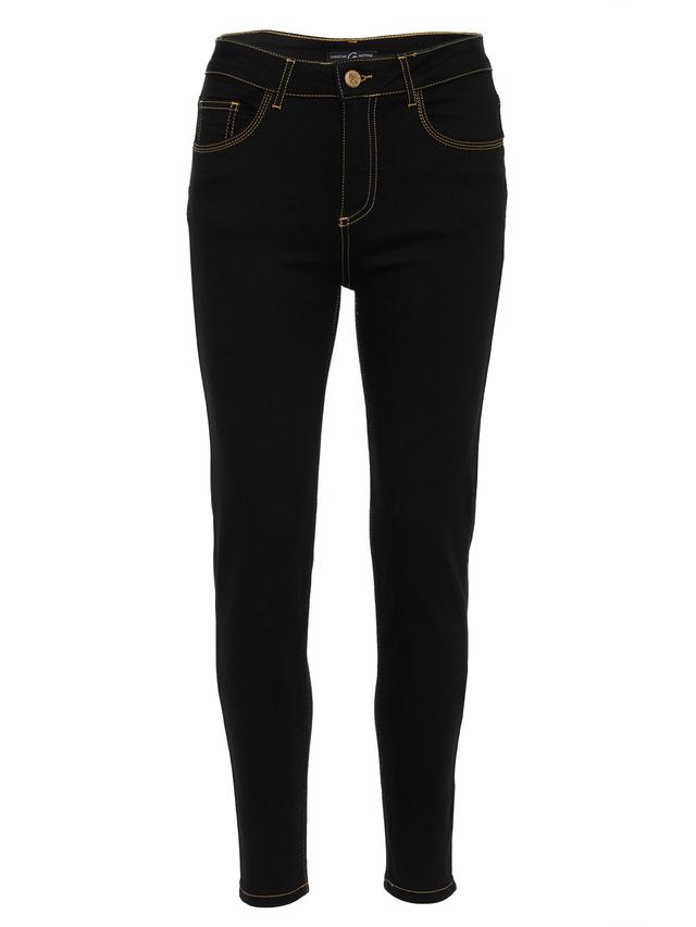 Deep Black Jeans mit Goldsteppnaht