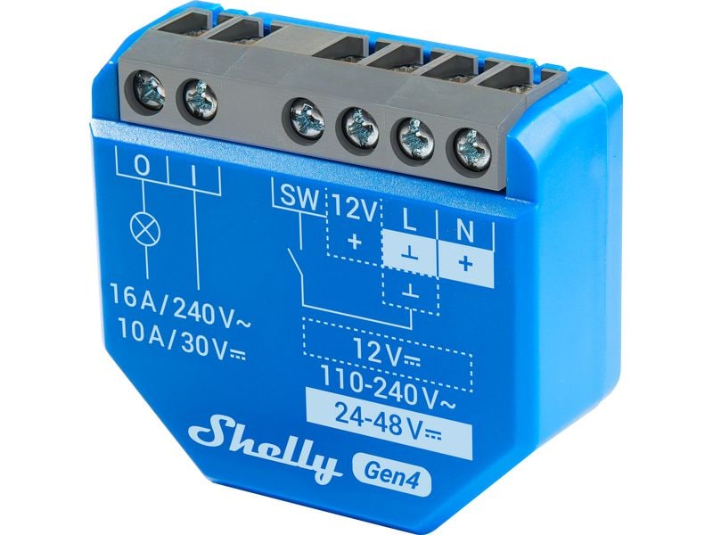 Shelly WLAN-Schaltaktor Plus 1 Gen4 WiFi-Switch Blau, 16 A Wi-Fi-gesteuerter, intelligenter Schalter