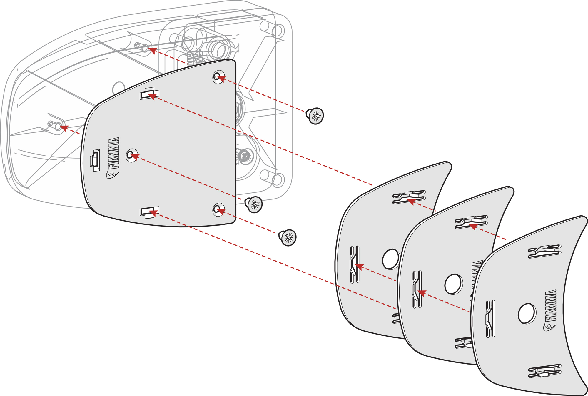 Fiamma Kit Spacer Safe Door ab 2017 Montagekit für Fiamma Safe Door weiß
