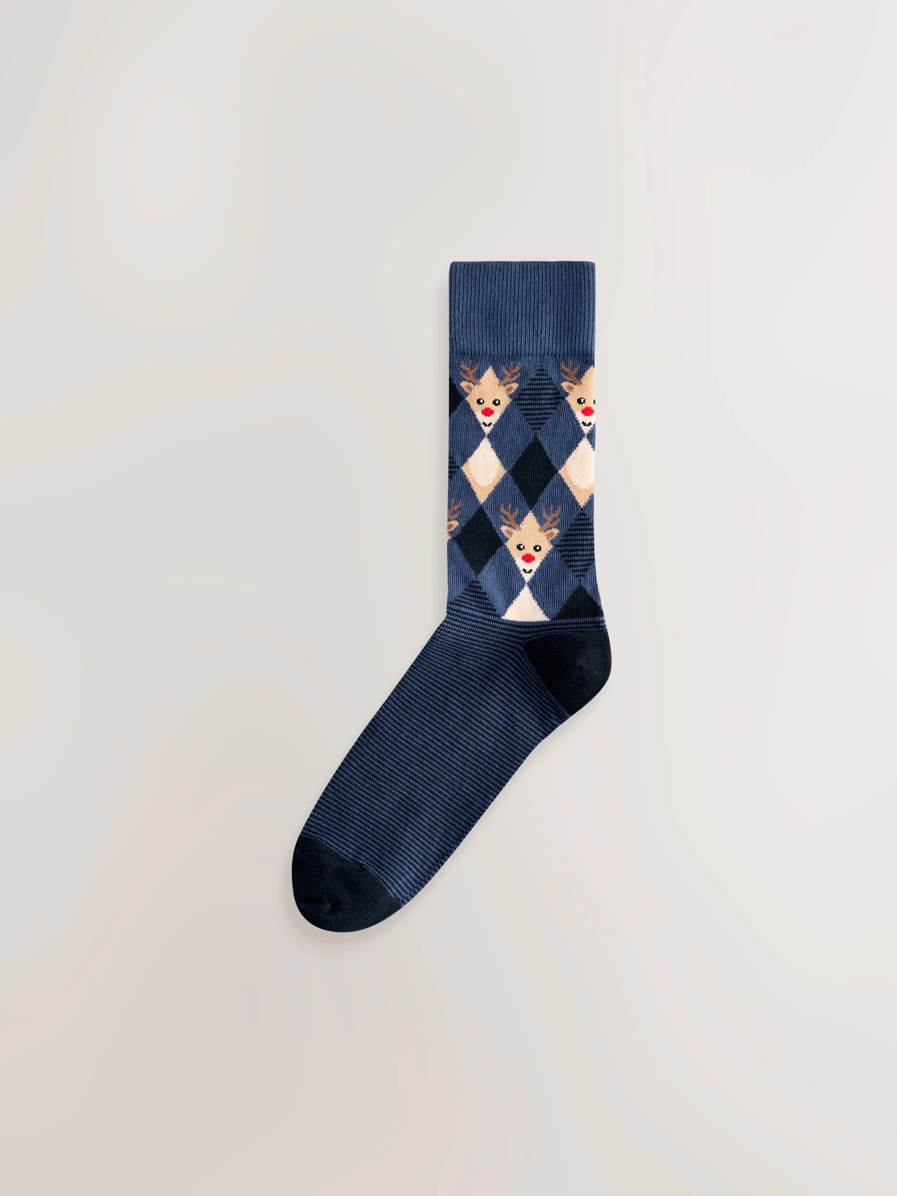 Rood/blauw/groen argylepatroon - 5 pack sokken met kerstpatroon