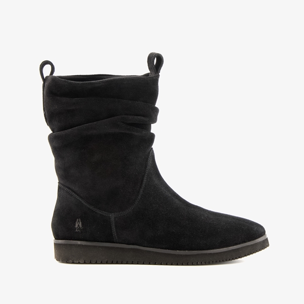Hush Puppies suede dames enkellaarsjes zwart