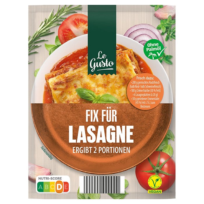LE GUSTO Fix Mix 43 g, Lasagne