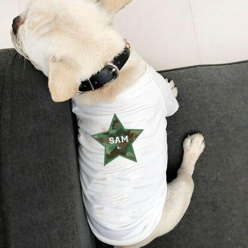 Camiseta personalizada com estrela para cães, branca