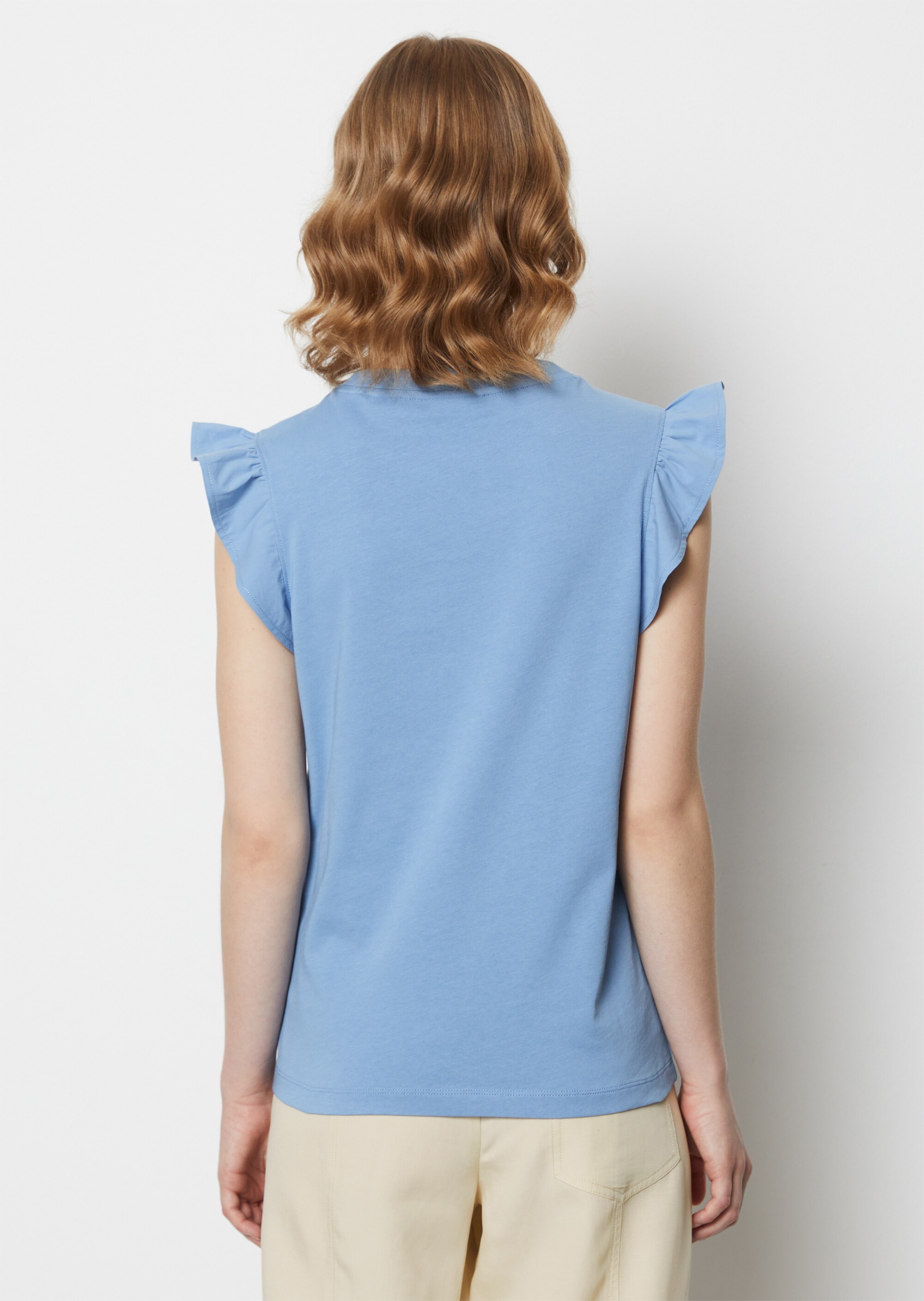 Volant-T-Shirt loose aus Material-Mix