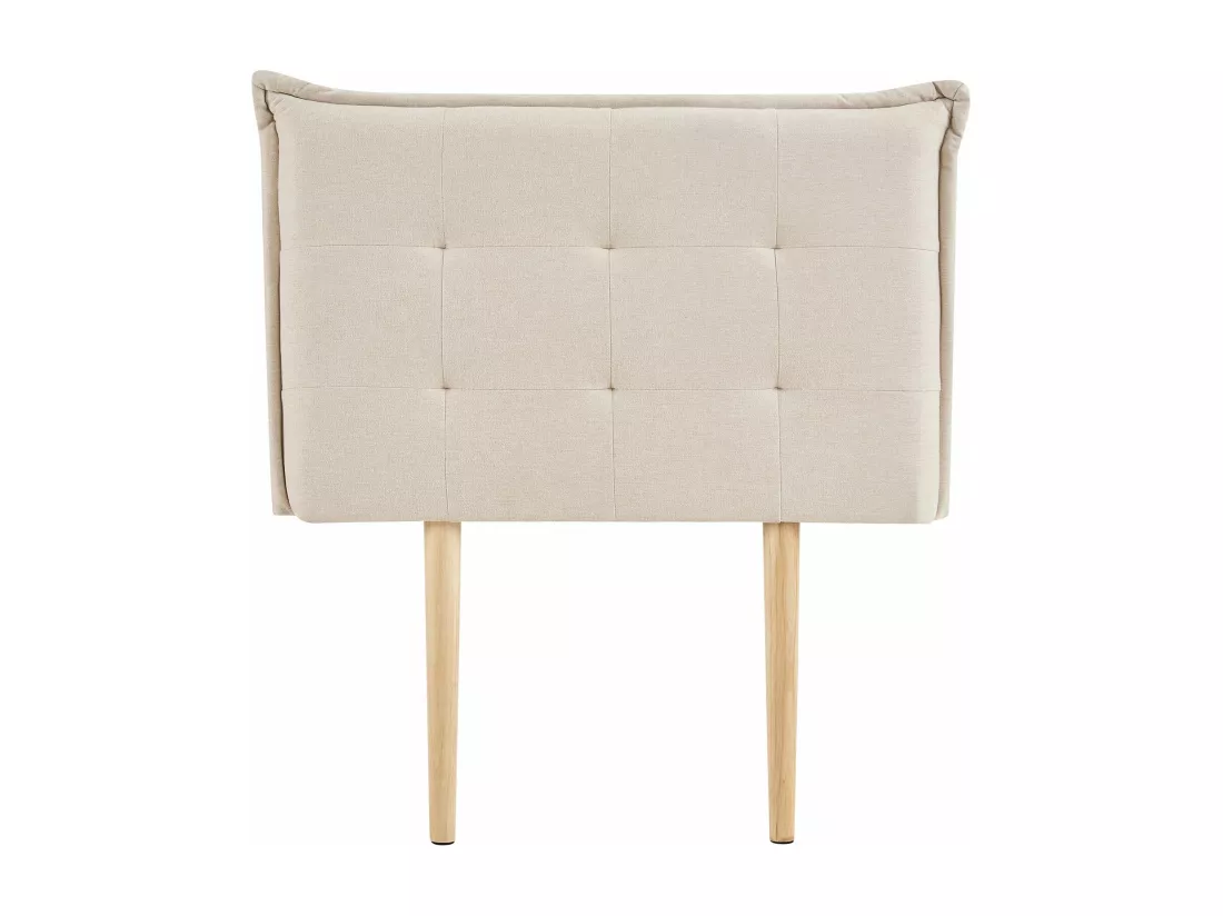 Tête de lit JALEYA 90 capitonnée, En tissu rembourré, Pieds en bois, Design élégant, Pour lits 90 cm, Écru