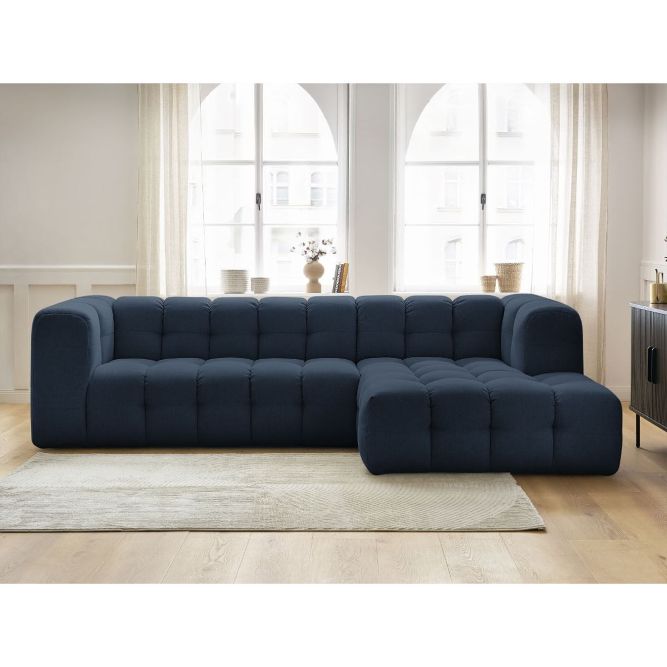 Bobochic Canapé d'angle droit cloud bleu foncé - 288x184x75 cm